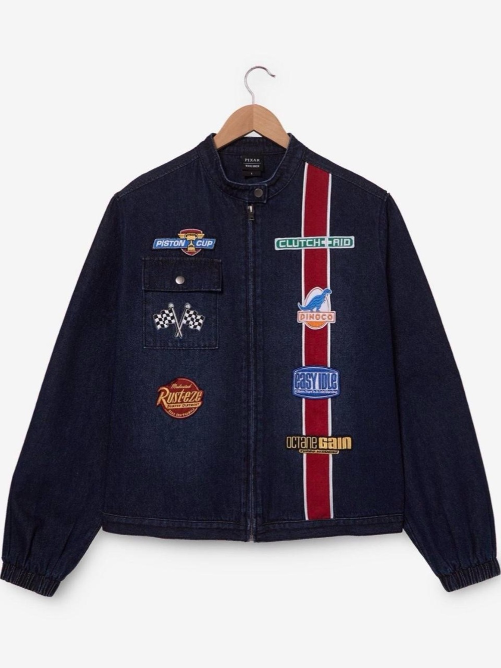NWT Disney Pixar Cars Cropped Women's Denim Moto Jacket size S